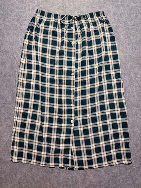 Vintage 90s Womens Size 20 Green Plaid Button Front Maxi Skirt Rayon CGW Graff